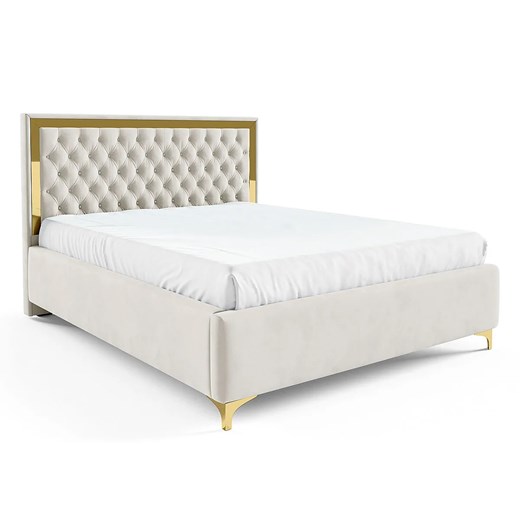 Białe pikowane łóżko w stylu glamour G1-P73 ze sklepu Edinos.pl w kategorii Łóżka i materace - zdjęcie 186587072