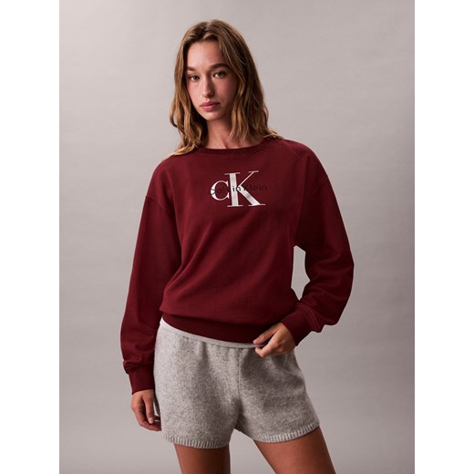 Calvin Klein Jeans Bluza damska Kobiety Bawełna bordowy nadruk ze sklepu vangraaf w kategorii Bluzy damskie - zdjęcie 186589761