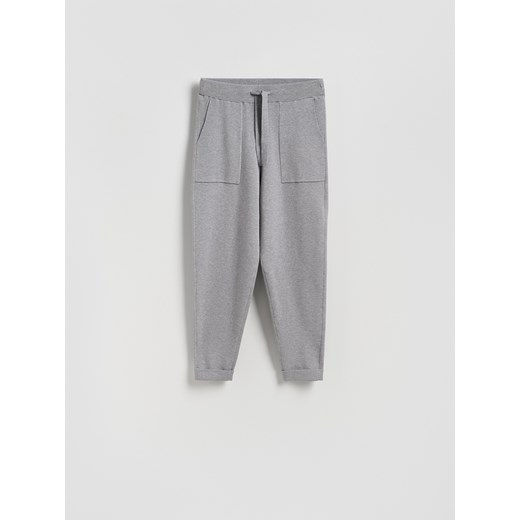 Reserved - Dzianinowe spodnie z wiskozą - szary ze sklepu Reserved w kategorii Spodnie damskie - zdjęcie 186591023