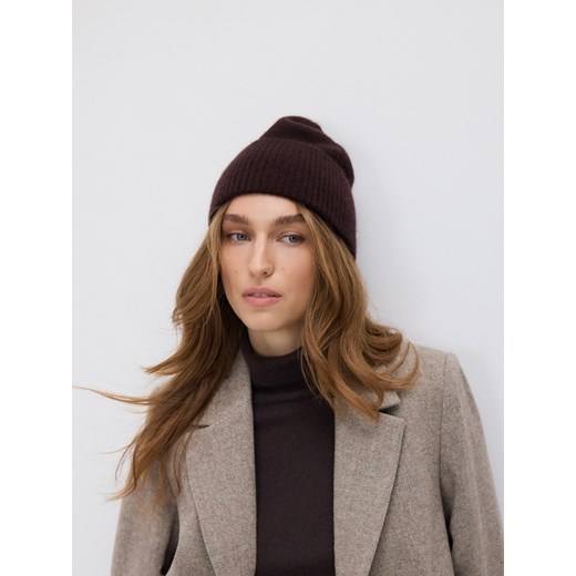 Reserved - Czapka z wełną i kaszmirem - ciemnobrązowy Reserved ONE SIZE Reserved