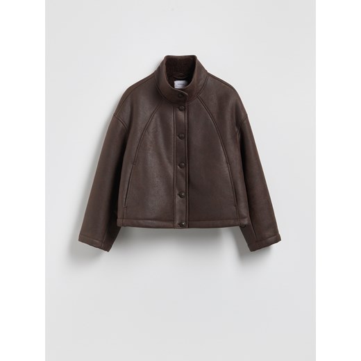 Reserved - Kurtka z kożuchem - ciemnobrązowy ze sklepu Reserved w kategorii Kurtki damskie - zdjęcie 186591323