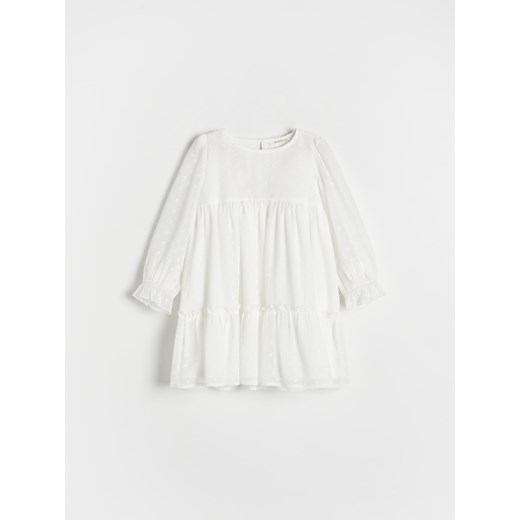 Reserved - Wzorzysta sukienka - złamana biel Reserved 110 (4-5 lat) promocja Reserved