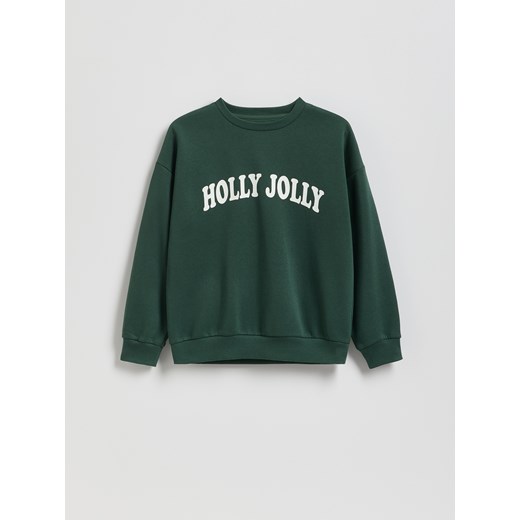 Reserved - Bluza z nadrukiem - ciemnozielony Reserved 116 (5-6 lat) Reserved