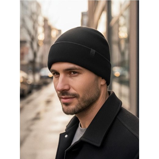Sinsay - Prążkowana czapka z domieszką wełny - czarny ze sklepu Sinsay w kategorii Czapki zimowe męskie - zdjęcie 186592232