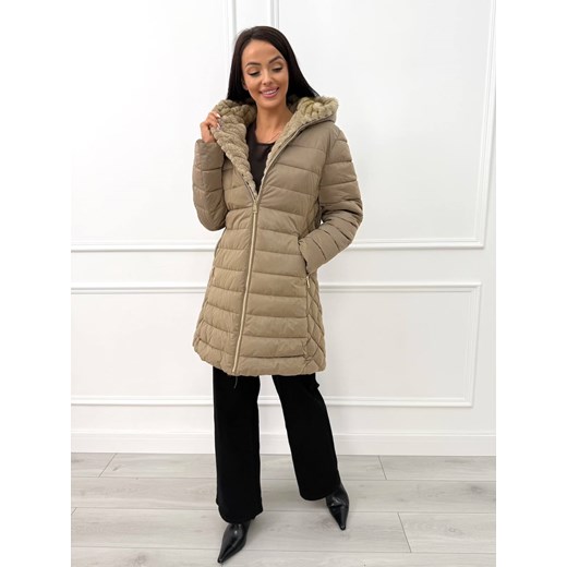 Beżowa Pikowana Kurtka z Kapturem Modnakiecka.pl 42 ModnaKiecka.pl