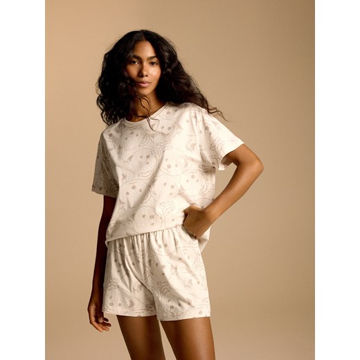 Reserved - Dwuczęściowa piżama w misie - kremowy ze sklepu Reserved w kategorii Piżamy damskie - zdjęcie 186593403