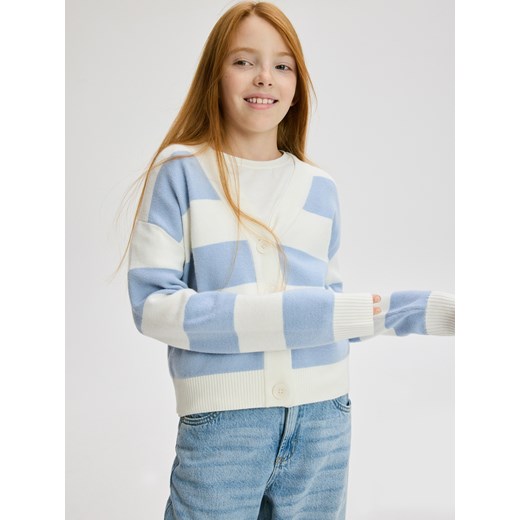 Reserved - Rozpinany kardigan z wiskozą - jasnoniebieski ze sklepu Reserved w kategorii Swetry dziewczęce - zdjęcie 186593414
