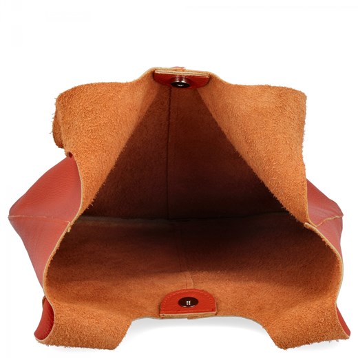 Włoska Torebka Skórzana Shopper Bag z Kosmetyczką 165 Pomarańczowa Other One Size okazja PaniTorbalska