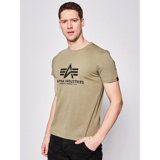Alpha Industries T-Shirt Basic 100501 Zielony Regular Fit ze sklepu MODIVO w kategorii T-shirty męskie - zdjęcie 186595610