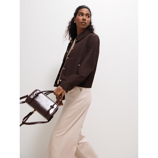 Mohito - Ciemnobrązowa kurtka z kołnierzem - ciemnobrązowy ze sklepu Mohito w kategorii Kurtki damskie - zdjęcie 186596201