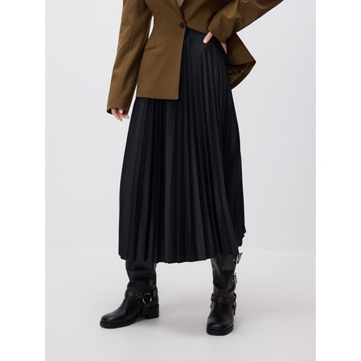 Reserved - Plisowana spódnica midi - czarny ze sklepu Reserved w kategorii Spódnice - zdjęcie 186596463