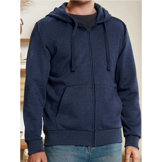 Sinsay - Rozpinana bluza z kapturem i kieszeniami - granatowy ze sklepu Sinsay w kategorii Bluzy męskie - zdjęcie 186597190