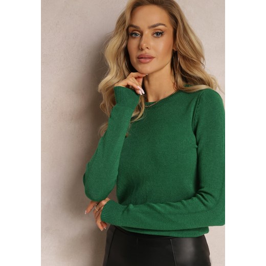Zielony Sweter z Miękkiej Dzianiny Viponissa Renee M renee.pl