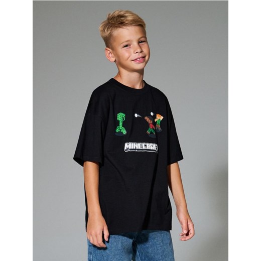 Sinsay - Koszulka oversize Minecraft - czarny - id: 728GJ-99X - marki Sinsay - 186598212 Sinsay - Koszulka oversize Minecraft - czarny ze sklepu Sinsay w kategorii T-shirty chłopięce - zdjęcie 186598212