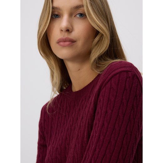 Reserved - Sweter z ozdobnym splotem - bordowy ze sklepu Reserved w kategorii Swetry damskie - zdjęcie 186599253