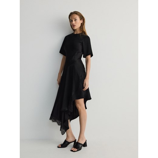 Reserved - Sukienka midi z wiskozą - czarny Reserved XL okazja Reserved