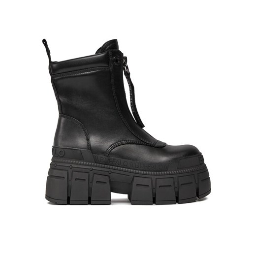 Botki Buffalo Gospher Zip Boot BN1622350 Czarny ze sklepu eobuwie.pl w kategorii Workery damskie - zdjęcie 186600551