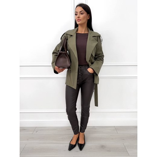 Czekoladowe Woskowane Spodnie z Guzikami Modnakiecka.pl 42 ModnaKiecka.pl