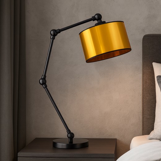 Czarno-złota lampa stołowa z regulowanym kątem padania światła ASMARA MIRROR - id: 11100 - marki Ciekot Partners Sp. Z O. O. - 186604781 Czarno-złota lampa stołowa z regulowanym kątem padania światła ASMARA MIRROR ze sklepu Lysne w kategorii Lampy stołowe - zdjęcie 186604781