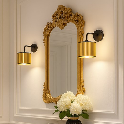 Złoty kinkiet ścienny w stylu glamour AURORA MIRROR - id: 6637 - marki Ciekot Partners Sp. Z O. O. - 186604790 Złoty kinkiet ścienny w stylu glamour AURORA MIRROR ze sklepu Lysne w kategorii Lampy ścienne - zdjęcie 186604790