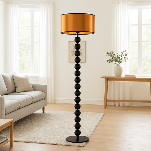 Dekoracyjna lampa stojąca w miedziano-czarnej kolorystyce GIZA MIRROR ze stelażem z kul ze sklepu Lysne w kategorii Lampy podłogowe - zdjęcie 186604793