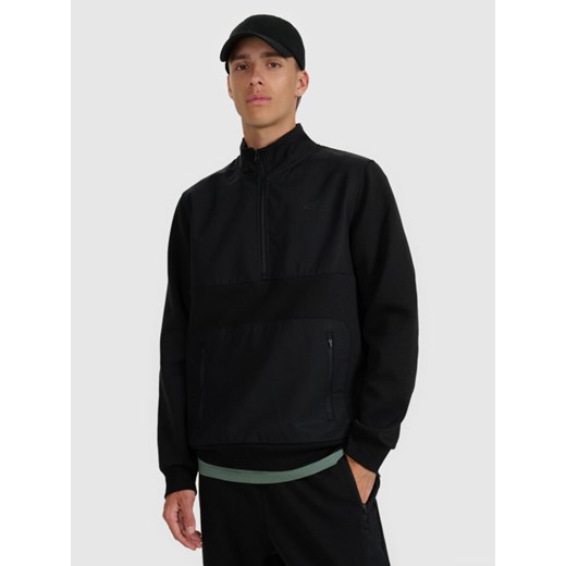 Męska bluza nierozpinana bez kaptura 4F 4FWAW25TSWSM1947 - czarna ze sklepu Sportstylestory.com w kategorii Bluzy męskie - zdjęcie 186605011