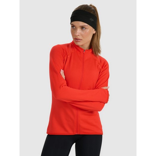 Damska bluza do biegania 4F 4FWAW25TFSWF577 - czerwona ze sklepu Sportstylestory.com w kategorii Bluzy damskie - zdjęcie 186605043
