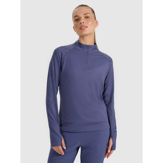 Damska bluza do biegania 4F 4FWAW25TFSWF578 - granatowa ze sklepu Sportstylestory.com w kategorii Bluzy damskie - zdjęcie 186605054