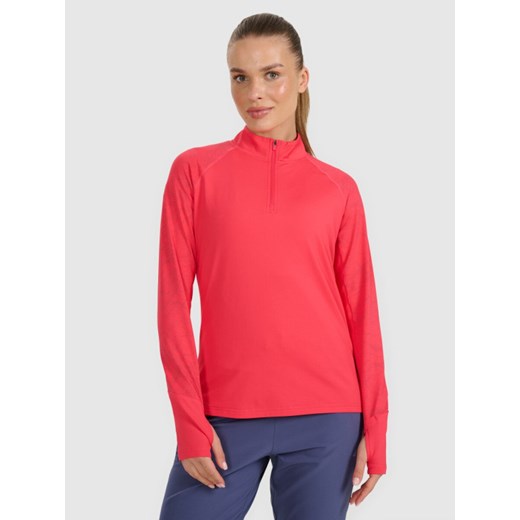 Damska bluza do biegania 4F 4FWAW25TFSWF578 - czerwona ze sklepu Sportstylestory.com w kategorii Bluzy damskie - zdjęcie 186605073