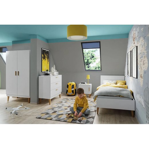 Biały zestaw mebli do pokoju dziecięcego z łóżkiem P7-A23 ze sklepu Edinos.pl w kategorii Meble dziecięce - zdjęcie 186605173