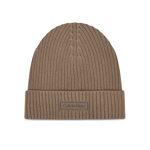 Czapka Calvin Klein Patch Chunky LV04D8053G Beżowy ze sklepu eobuwie.pl w kategorii Czapki zimowe męskie - zdjęcie 186605203