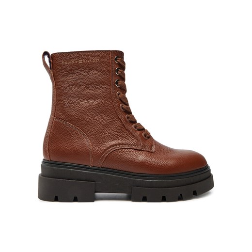 Tommy Hilfiger Trzewiki Bicolor Leather Lace-Up FW0FW08160 Brązowy ze sklepu MODIVO w kategorii Botki - zdjęcie 186605832