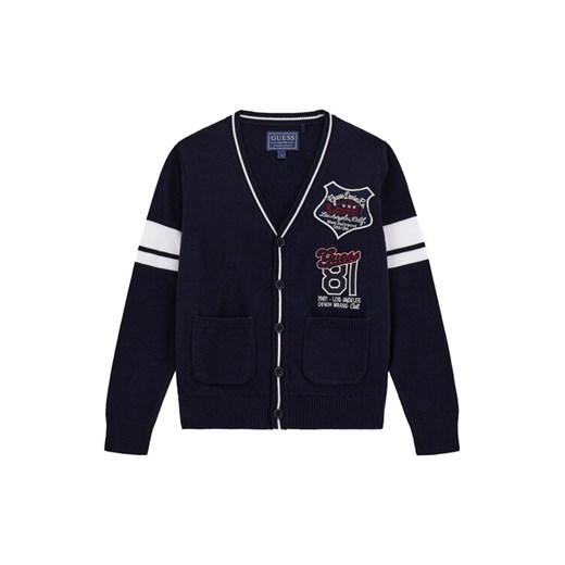 Guess Kardigan L5YR05 Z0140 Granatowy Regular Fit ze sklepu MODIVO w kategorii Swetry chłopięce - zdjęcie 186605940