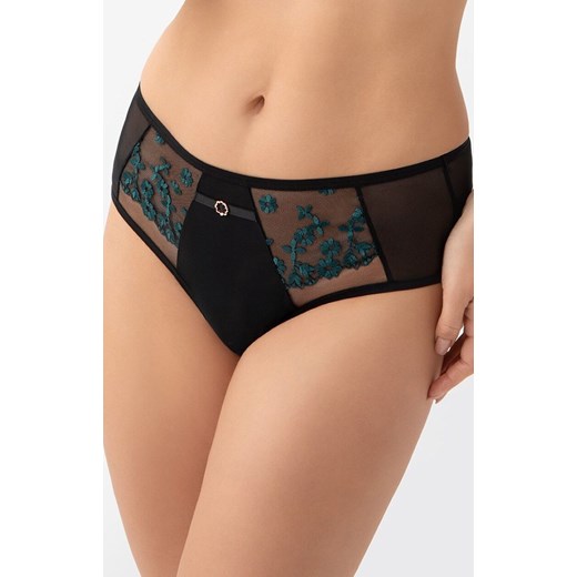Gorsenia figi damskie brazyliany czarne Ottavia K949, Kolor czarno-zielony, Rozmiar M, Gorsenia ze sklepu Intymna w kategorii Majtki damskie - zdjęcie 186610222