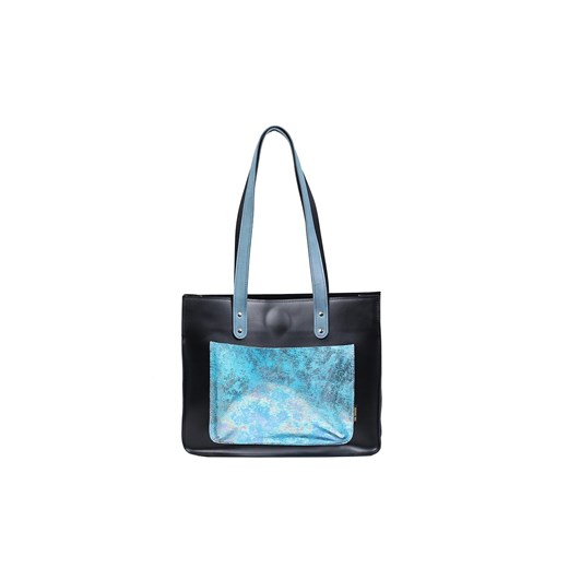 torebka damska skórzana Greta shopper czarno-niebieska ze sklepu Słoń Torbalski w kategorii Torby Shopper bag - zdjęcie 186611971