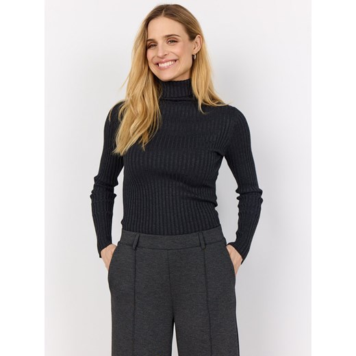 soyaconcept® Damski sweter z dzianiny - Dollie Kobiety wiskoza antracytowy marmurkowy ze sklepu vangraaf w kategorii Swetry damskie - zdjęcie 186612170