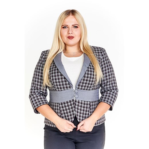 Żakiet FZA916 SZARY + ŚLIWKOWY ze sklepu fokus.pl w kategorii Marynarki damskie - zdjęcie 186614030