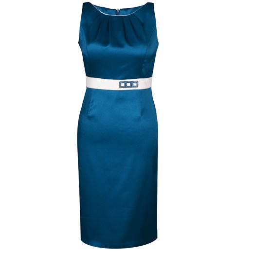 Sukienka FSU797 ZIELONY MORSKI + EKRI ze sklepu fokus.pl w kategorii Sukienki - zdjęcie 186614060