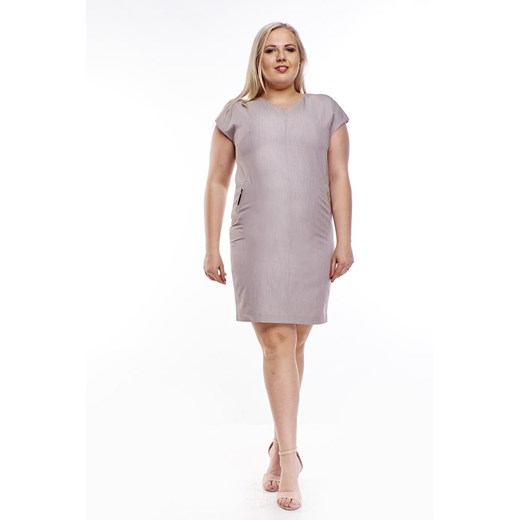 Sukienka FSU992 SZARO-BEŻOWY ze sklepu fokus.pl w kategorii Sukienki - zdjęcie 186614501