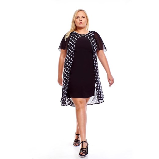 Sukienka FSU1002 CZARNY + BIAŁY duże kropki ze sklepu fokus.pl w kategorii Sukienki - zdjęcie 186614563