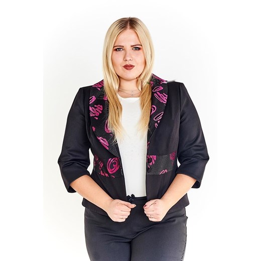 Żakiet FZA916  CZARNY + AMARANTOWY ze sklepu fokus.pl w kategorii Marynarki damskie - zdjęcie 186614711