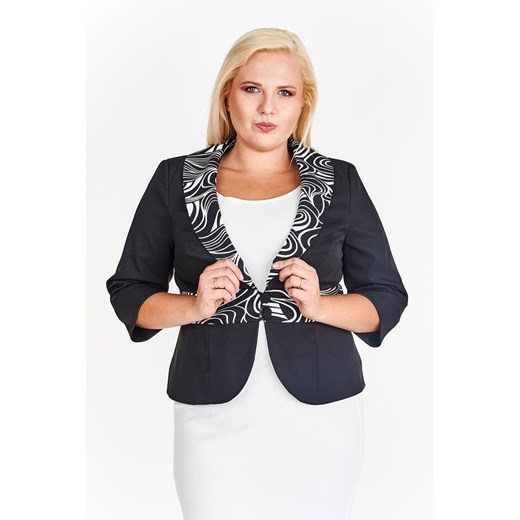 Żakiet FZA916 CZARNY + EKRI ze sklepu fokus.pl w kategorii Marynarki damskie - zdjęcie 186615351