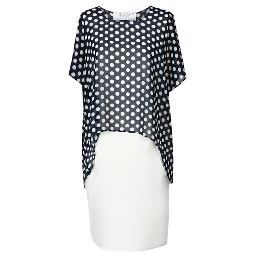 Sukienka FSU620  EKRI + GRANATOWY duże kropki ze sklepu fokus.pl w kategorii Sukienki - zdjęcie 186615520