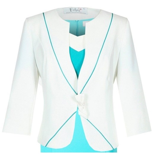 Żakiet FZA900 EKRI + TURKUSOWY ze sklepu fokus.pl w kategorii Marynarki damskie - zdjęcie 186615664