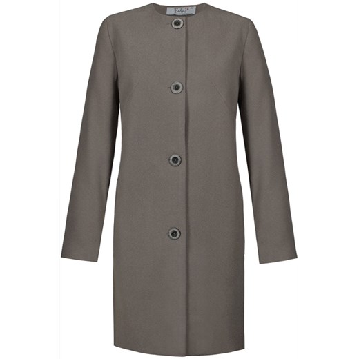 Płaszcz FPL790 BEŻOWY CIEMNY ze sklepu fokus.pl w kategorii Płaszcze damskie - zdjęcie 186615792