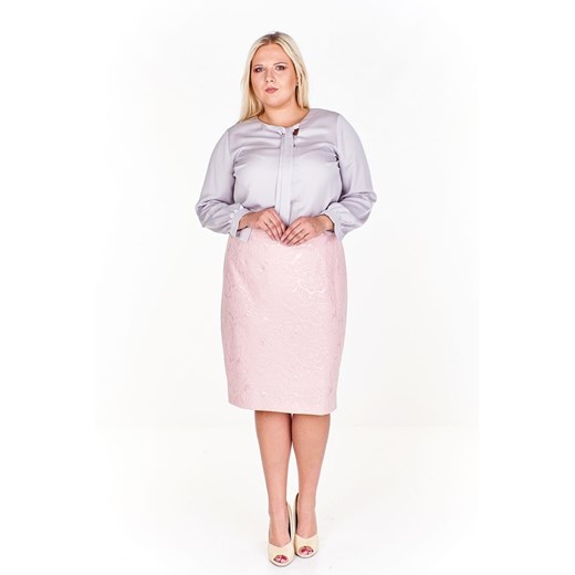 Spódnica FSP641 RÓŻOWY JASNY żakard róże ze sklepu fokus.pl w kategorii Spódnice - zdjęcie 186615932