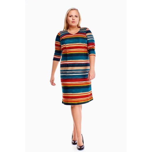 Sukienka FSU893 ZIELONY + AMARANTOWY pasy ze sklepu fokus.pl w kategorii Sukienki - zdjęcie 186617572