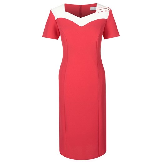 Sukienka FSU899 MALINOWY + EKRI ze sklepu fokus.pl w kategorii Sukienki - zdjęcie 186617682