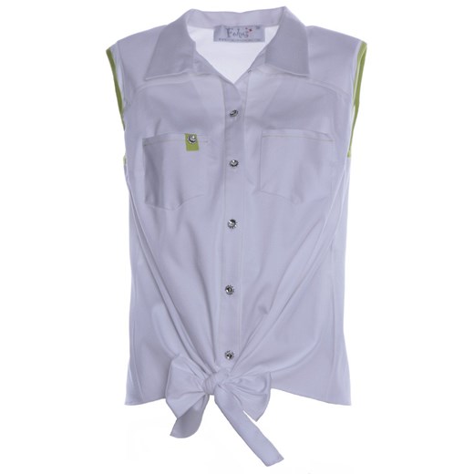 Bluzka FBZ618 BIAŁY + ZIELONY ze sklepu fokus.pl w kategorii Koszule damskie - zdjęcie 186617912