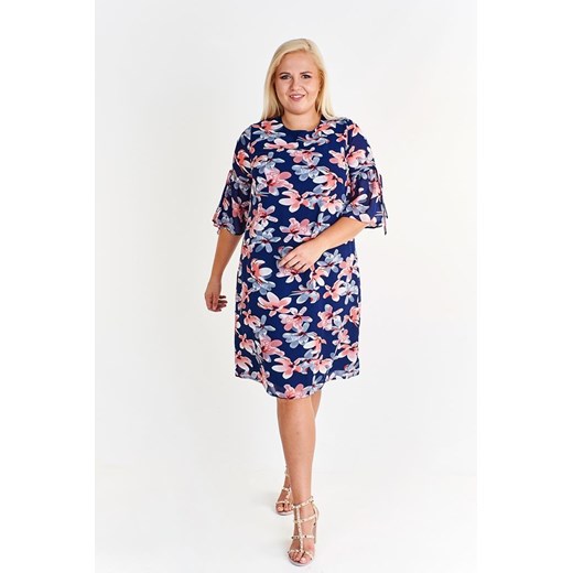 Sukienka FSU933 GRANATOWY + KORALOWY ze sklepu fokus.pl w kategorii Sukienki - zdjęcie 186617913